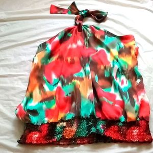 Iz Buyer colorful tie back blouse. Size L